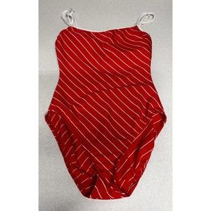 Vintage One Piece Swimsuit Sz 12 Cole of California Red with White Stripes